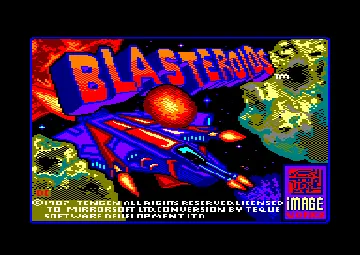 Blasteroids (UK) (1989) (Trainer) screen shot title